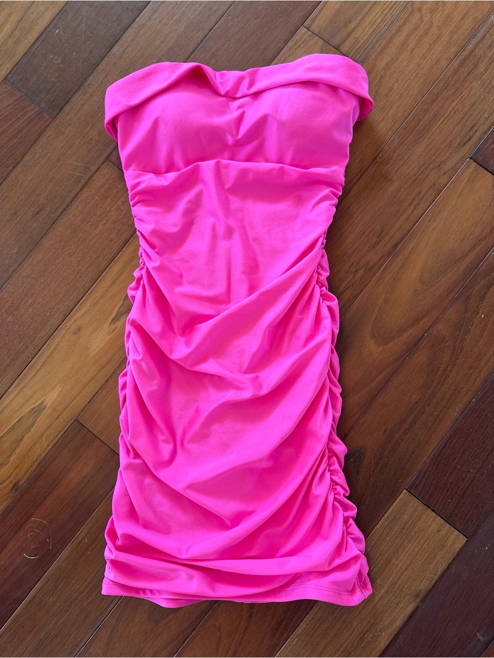 Ruched Fuchsia Bodycon Dress - Women/Teen. Can be worn strapless
